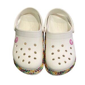 CROCS White Rainbow Heart Crocband Clog Shoes Kids Size C13